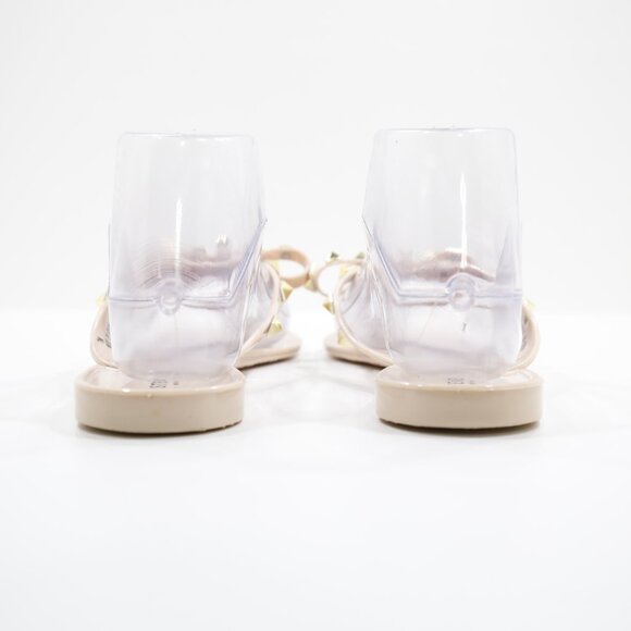Steven by Steve Madden Deena Beige Plastic Gold Studded Flat Thong Sandals - 7 - Picture 4 of 7